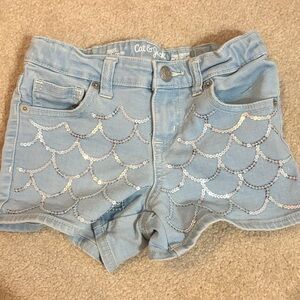 Girl’s Medium Denim Cat & Jack Shorts with Mermaid Design